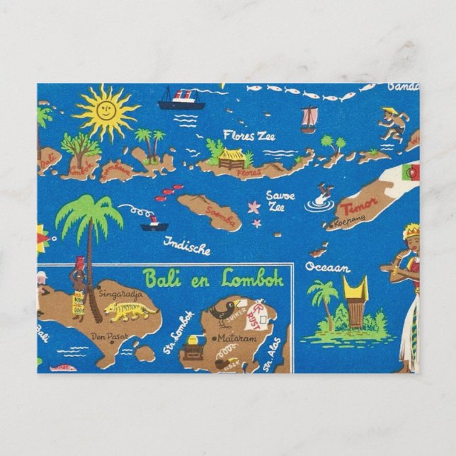 Carte postale colorée de Bali Lombok (Devant)