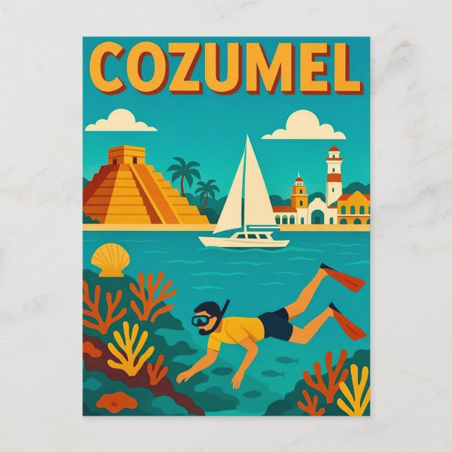 Carte postale colorée de Cozumel Mexique (Devant)