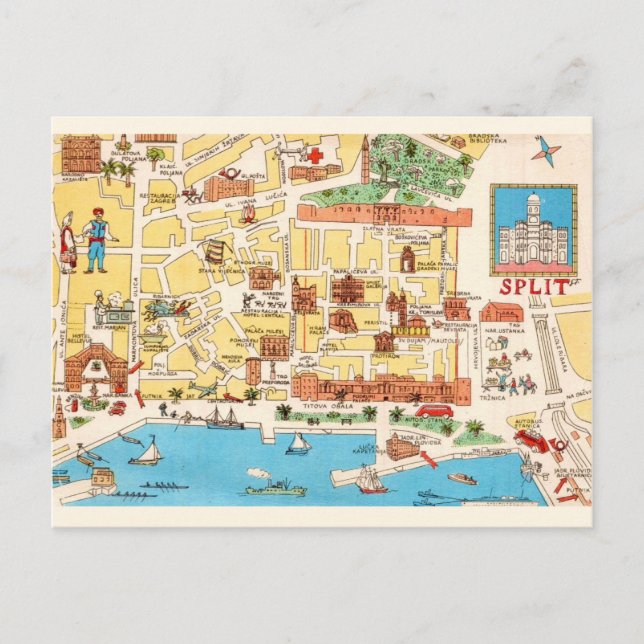 Carte postale colorée de Croatie divisée (Devant)