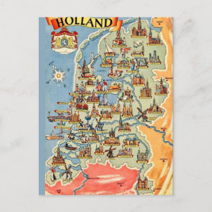 Carte postale colorée de Hollande