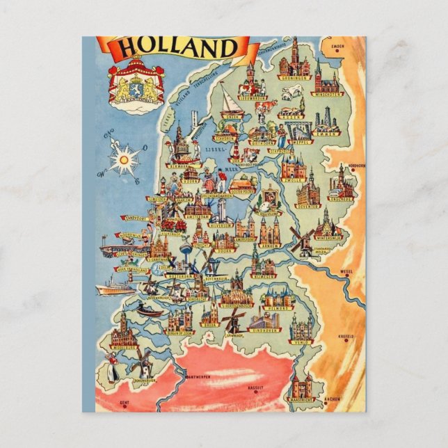 Carte postale colorée de Hollande (Devant)