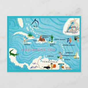Carte postale colorée de la Caraïbe