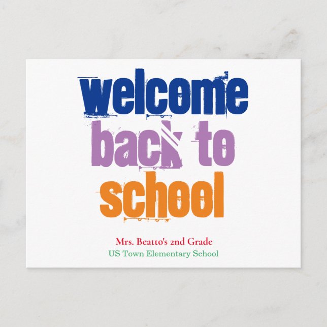 Carte postale colorée de retour à l'école (Devant)