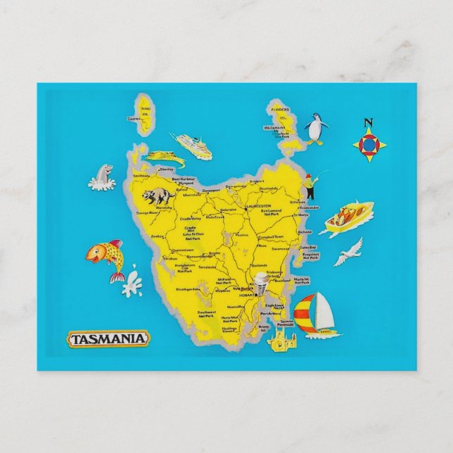 Carte postale colorée de Tasmanie (Devant)