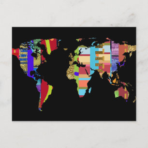 carte postale colorée du monde