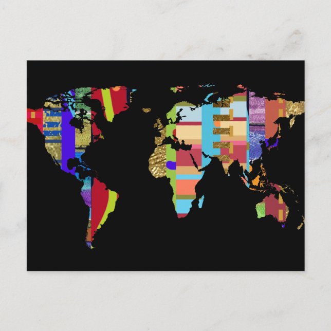 carte postale colorée du monde (Devant)
