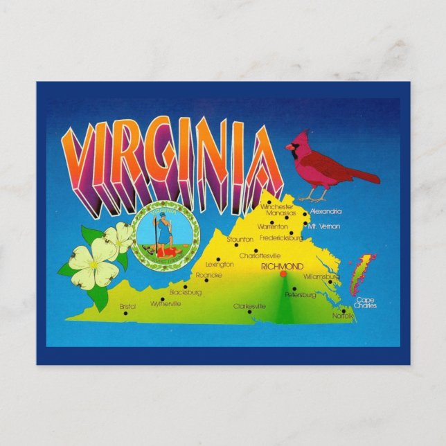 Carte postale colorée et vibrante de Virginie (Devant)