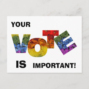 Carte postale colorée Floral VOTE