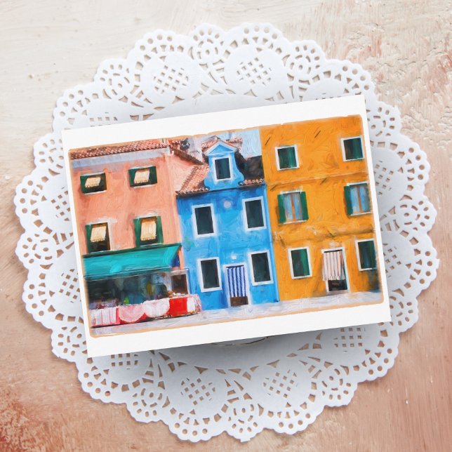 Carte postale colorée Town Burano Italie (Créateur téléchargé)