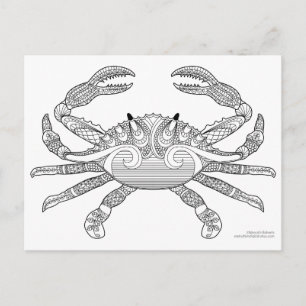 Carte Postale Colorez-moi Crabe Nautique Zen Doodle Illustration