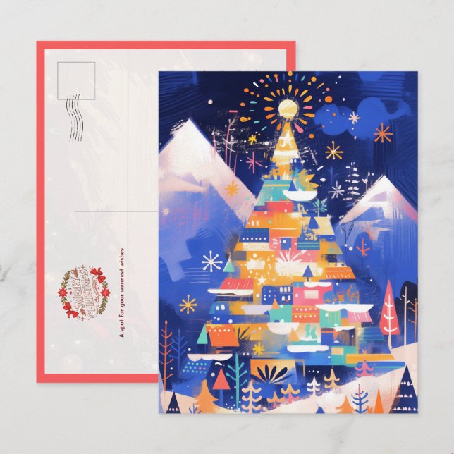 Carte Postale Colorful Abstract Christmas Tree (Devant / Derrière)