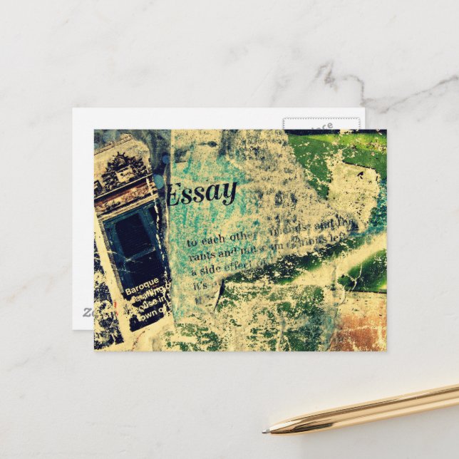 Carte Postale Colorful Abstract Essay Mixed Media Collage (Devant/Arrière en situation)