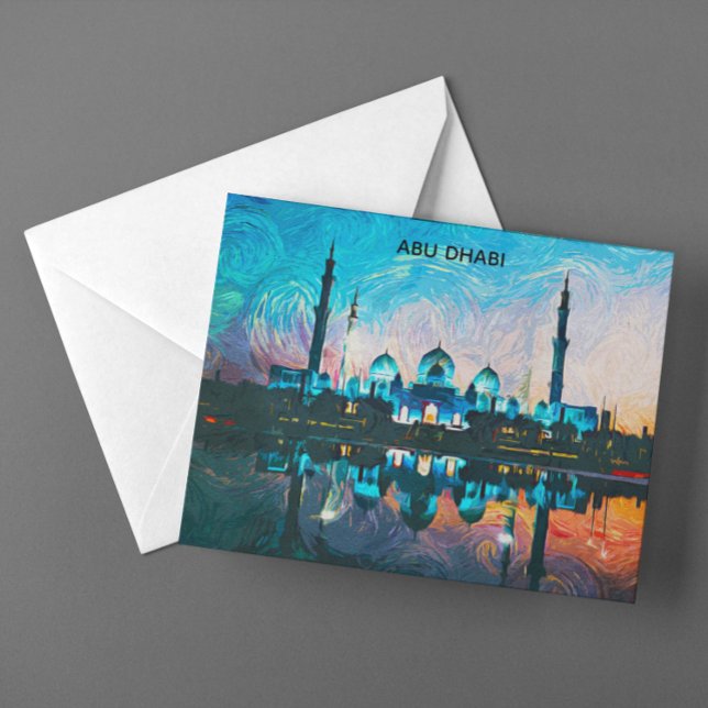 Carte Postale Colorful Abu Dhabi UAE Oil Paint (Colorful Abu Dhabi UAE Oil Paint Postcard)