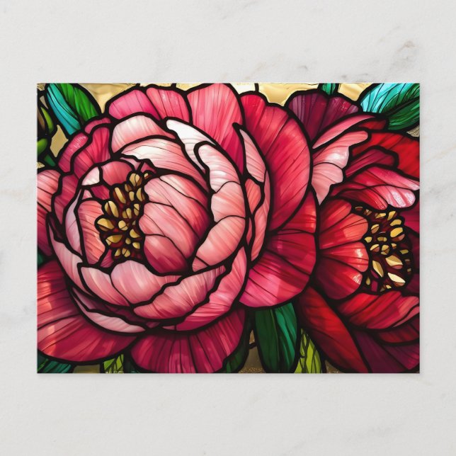 Carte Postale Colorful Blooming Peony Flowers  (Devant)