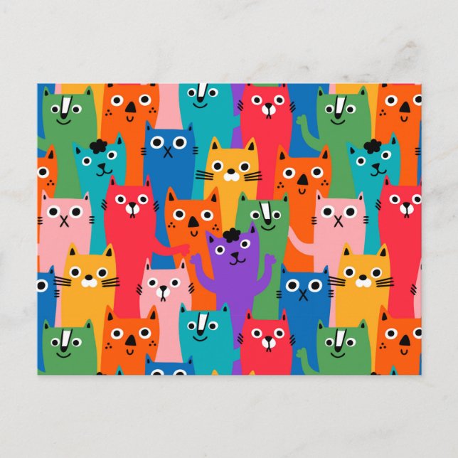 Carte Postale Colorful cats (Devant)