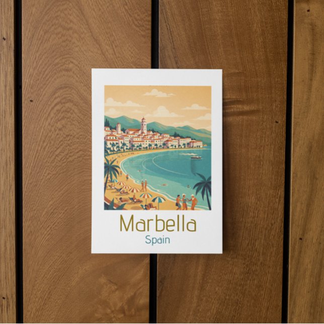 Carte Postale Colorful Classic Marbella Spain Travel Elegant Art (Colorful Classic Marbella Spain Travel Elegant Art Postcard)