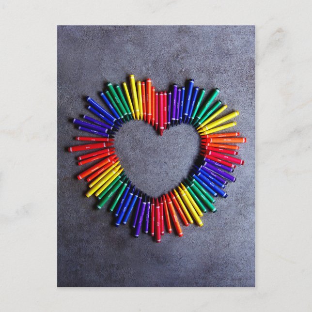 Carte Postale Colorful Crayon Heart (Devant)