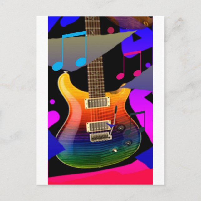 Carte Postale Colorful Guitar - Rock On! (Devant)