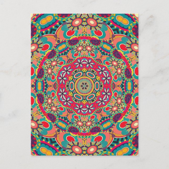 Carte Postale Colorful Ornate Kaleidoscope Mandala Pattern (Devant)