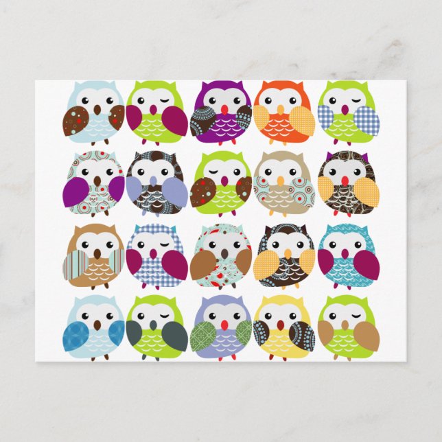 Carte Postale Colorful Owl Pattern (Devant)