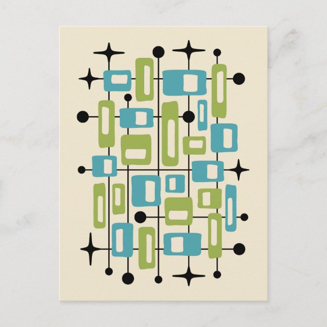 Carte Postale Colorful Retro Mid Century Modern Atomic Abstract (Devant)