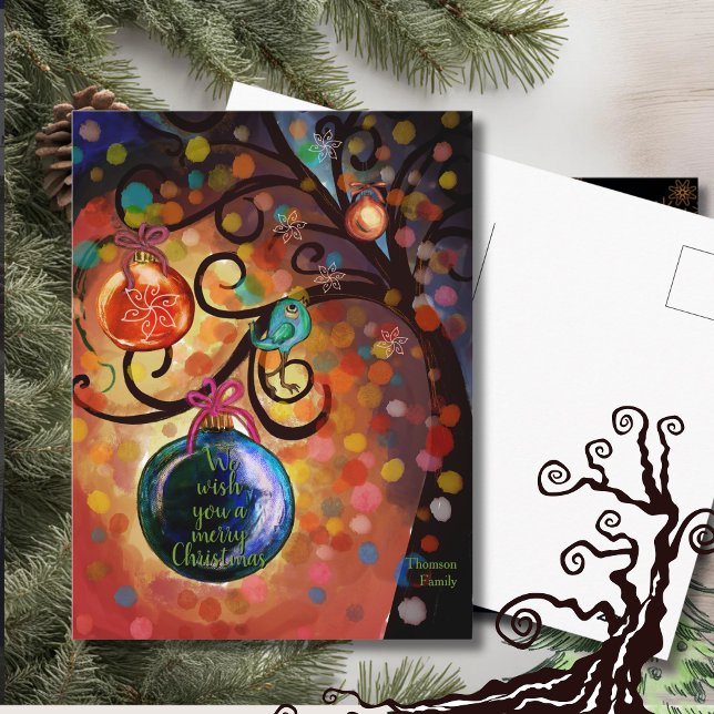 Carte Postale Colorful Sparkling Christmas Tree Art (Colorful Sparkling Christmas Tree Art Postcard)