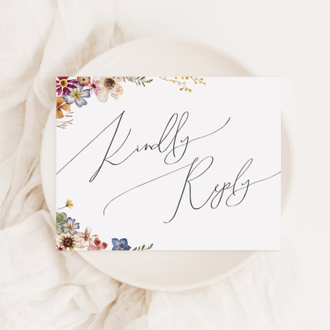 Carte Postale Colorful Wildflower | Wedding RSVP (Créateur téléchargé)