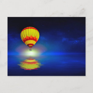 Carte Postale Colorful Yellow Hot Air Balloon Watercolor