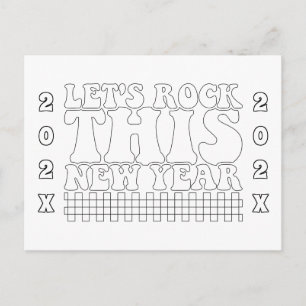 Carte Postale Coloriage de Nouvel An : Let's Rock This New Year