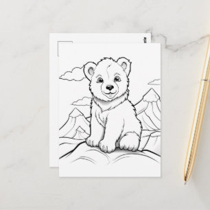Carte Postale Coloriage des enfants d'ours de fête