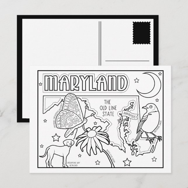 Carte Postale coloriage du Maryland (Devant / Derrière)