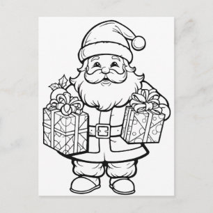 Carte Postale Coloriage Festive Père Noël pour enfants