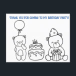 Carte Postale Coloriez votre propre remerciement d'anniversaire<br><div class="desc">C'est un remerciement d'anniversaire que votre enfant peut colorier pour ses amis, ou qu'il peut envoyer comme un petit cadeau supplémentaire pour que le destinataire le colorie. c'est à vous. C'est une merveilleuse introduction en douceur à l'écriture de remerciements. Tout ce que votre enfant doit faire est de remplir le...</div>