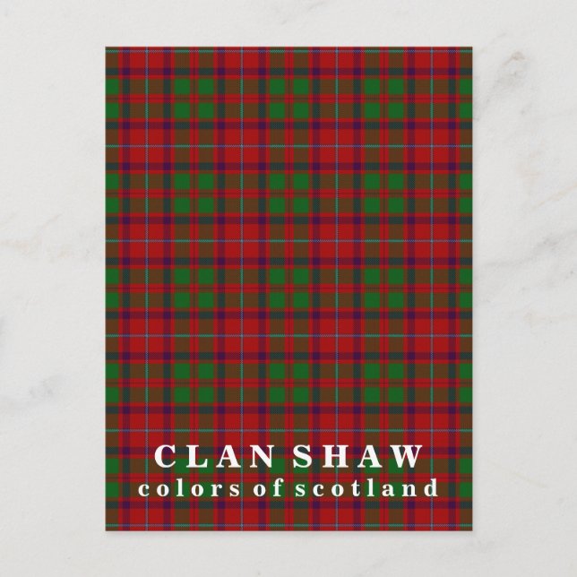 Carte Postale Colors de Scotland Clan Shaw Tartan (Devant)