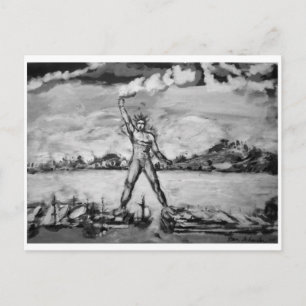 Carte Postale Colosse de Rhodes Noir et Blanc