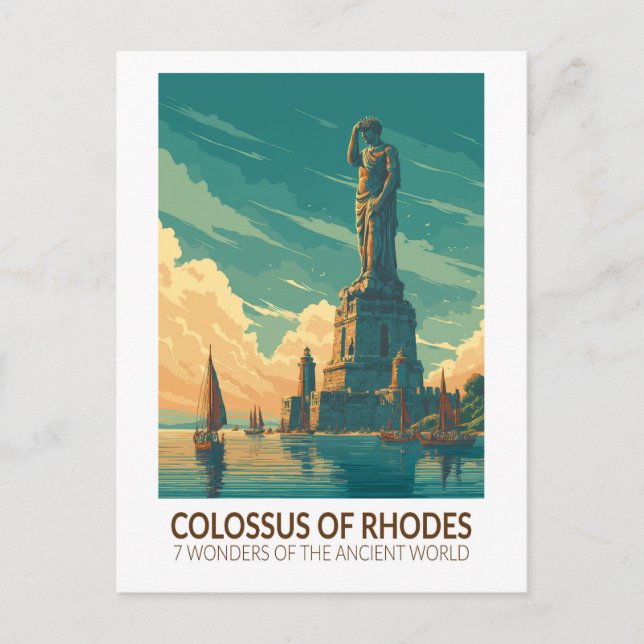 Carte Postale Colossus of Rhodes Seven Wonders of the World Art (Devant)