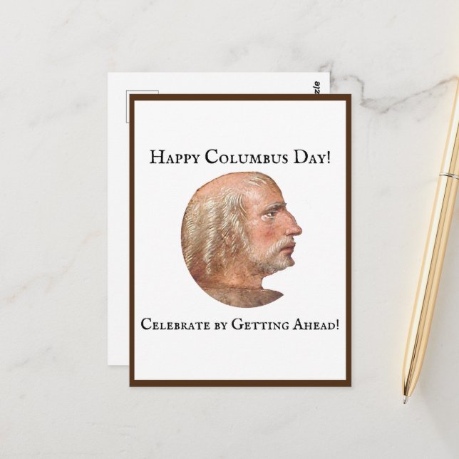 Carte Postale Columbus Day Se Diriger Drôle (Devant/Arrière en situation)