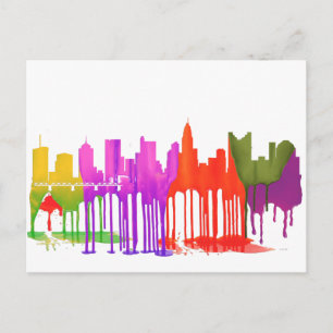 CARTE POSTALE COLUMBUS, HOHIO SKYLINE PUDDLES -