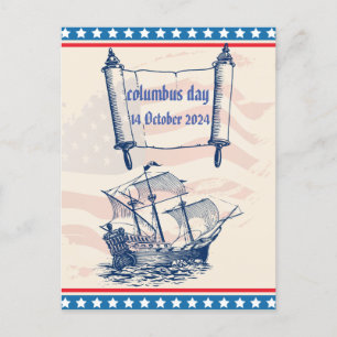 Carte Postale Columbus jour honneur histoire 14 Octobre