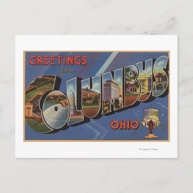 Carte Postale Columbus, Ohio - Scènes de grandes lettres (Devant)