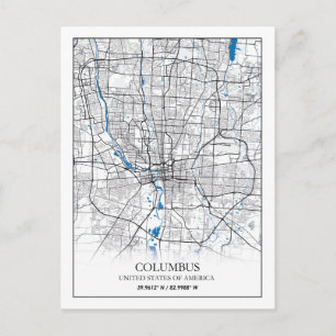 Carte Postale Columbus Ohio USA Travel City Map Poster