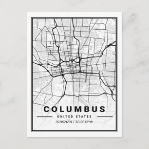 Carte Postale Columbus Ohio USA Travel City Map Poster