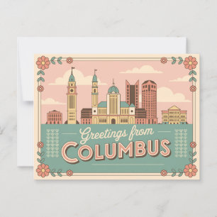 Carte postale Columbus vintage   Salutations de