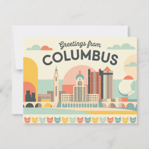 Carte postale Columbus vintage   Salutations de