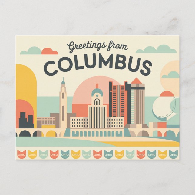 Carte postale Columbus vintage | Salutations de (Devant)