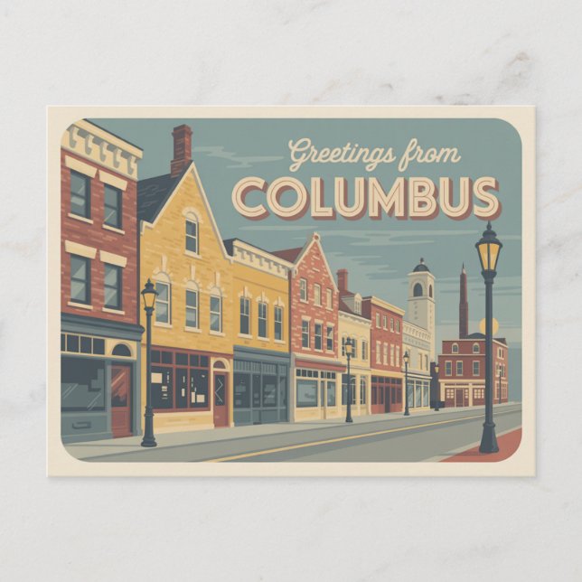 Carte postale Columbus vintage | Salutations de (Devant)