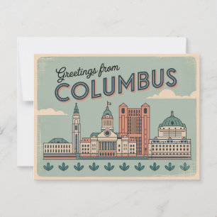 Carte postale Columbus vintage   Salutations de
