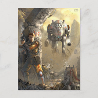Carte Postale Combat avec le robot