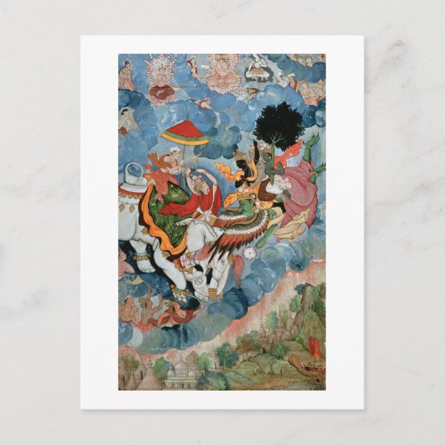 Carte Postale Combat de Krishna avec Indra, vers 1590 (Devant)