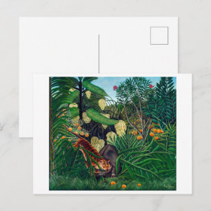 Carte Postale Combat entre un Tigre et un Buffle H Rousseau